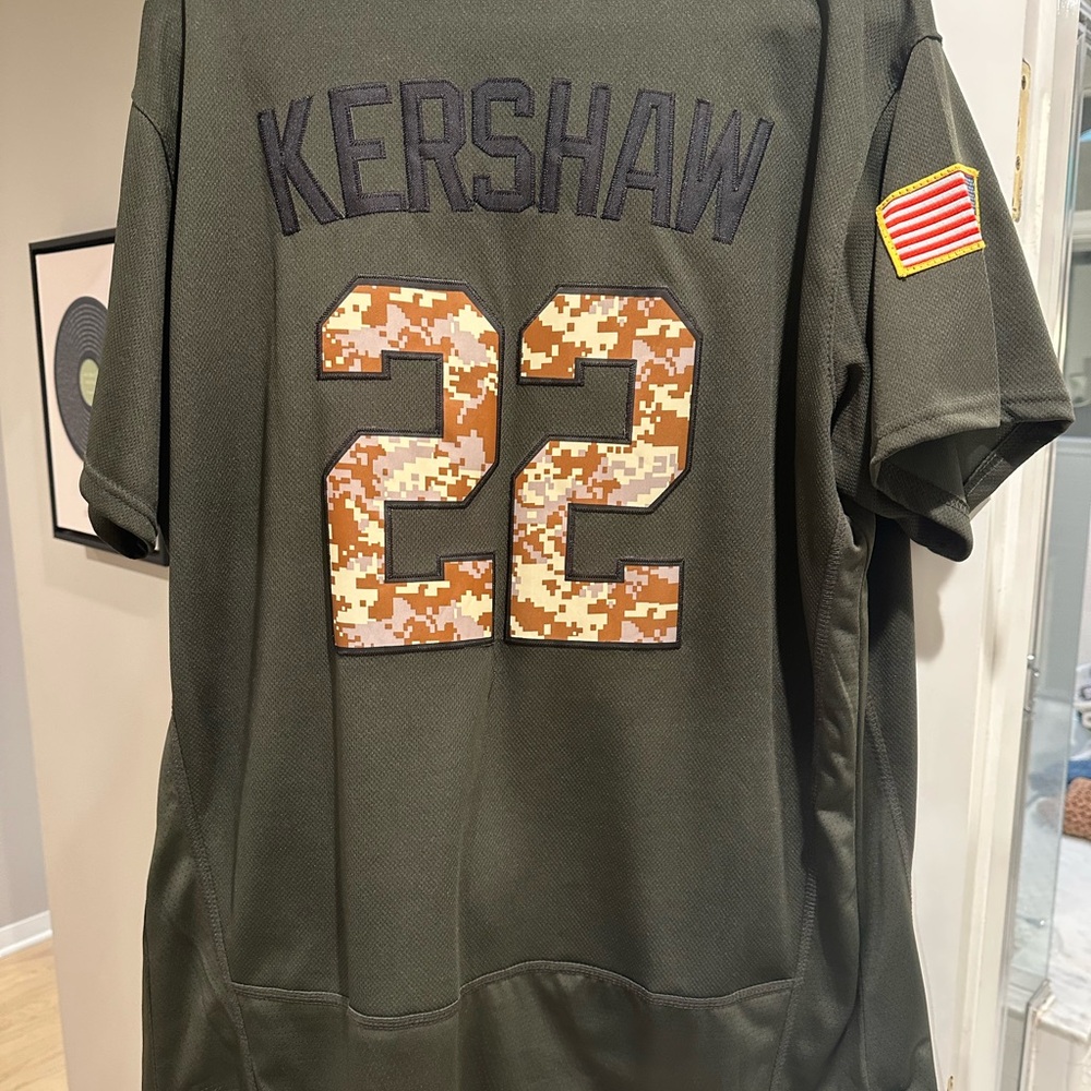 Dodgers Kershaw Men's Green Camo Jersey